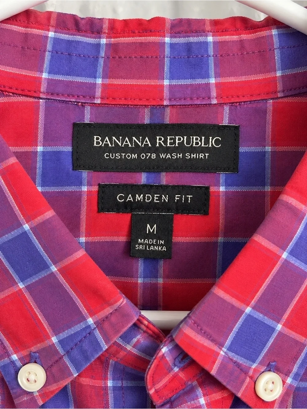 Banana Republic Red and Blue Plaid Button-Down Shirt